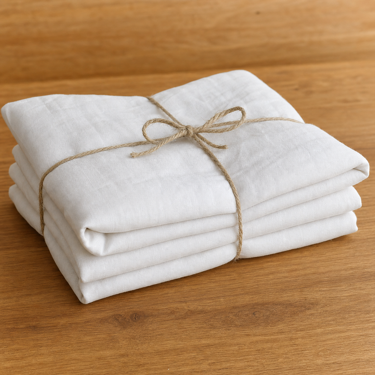 Bed linen and table linen, returned folded.