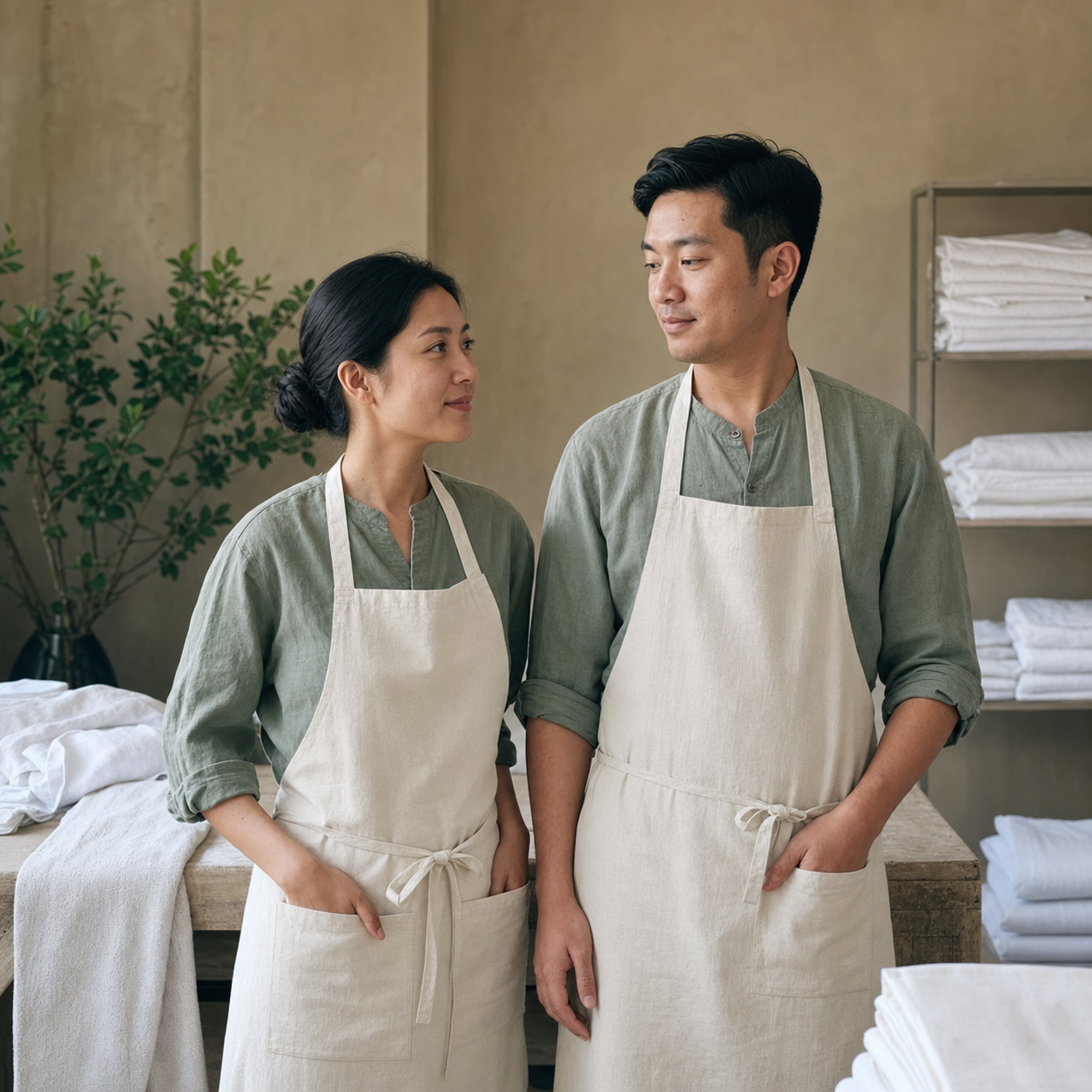 Mei and Ravi in the Linden and Line workshop
