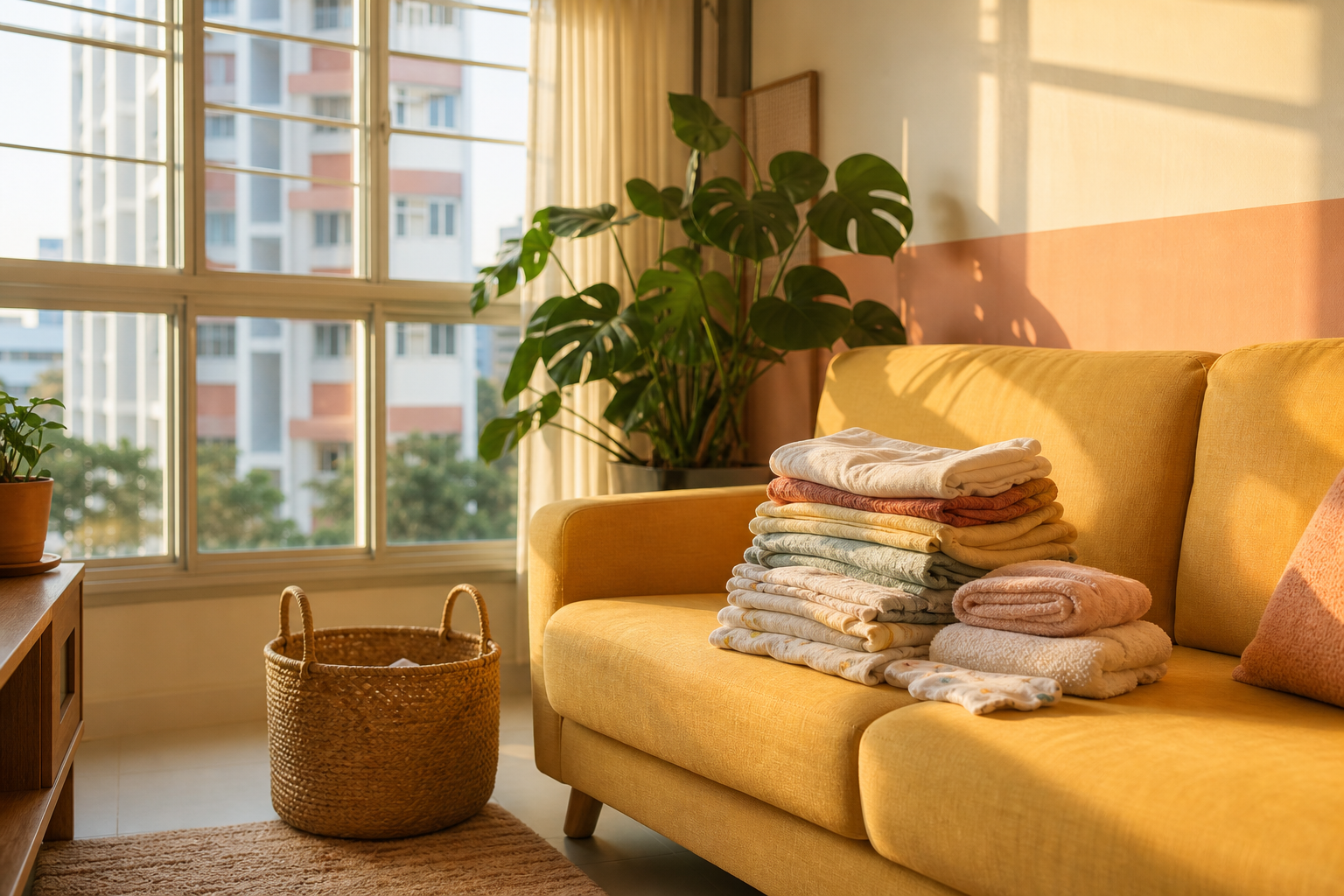 Folded laundry